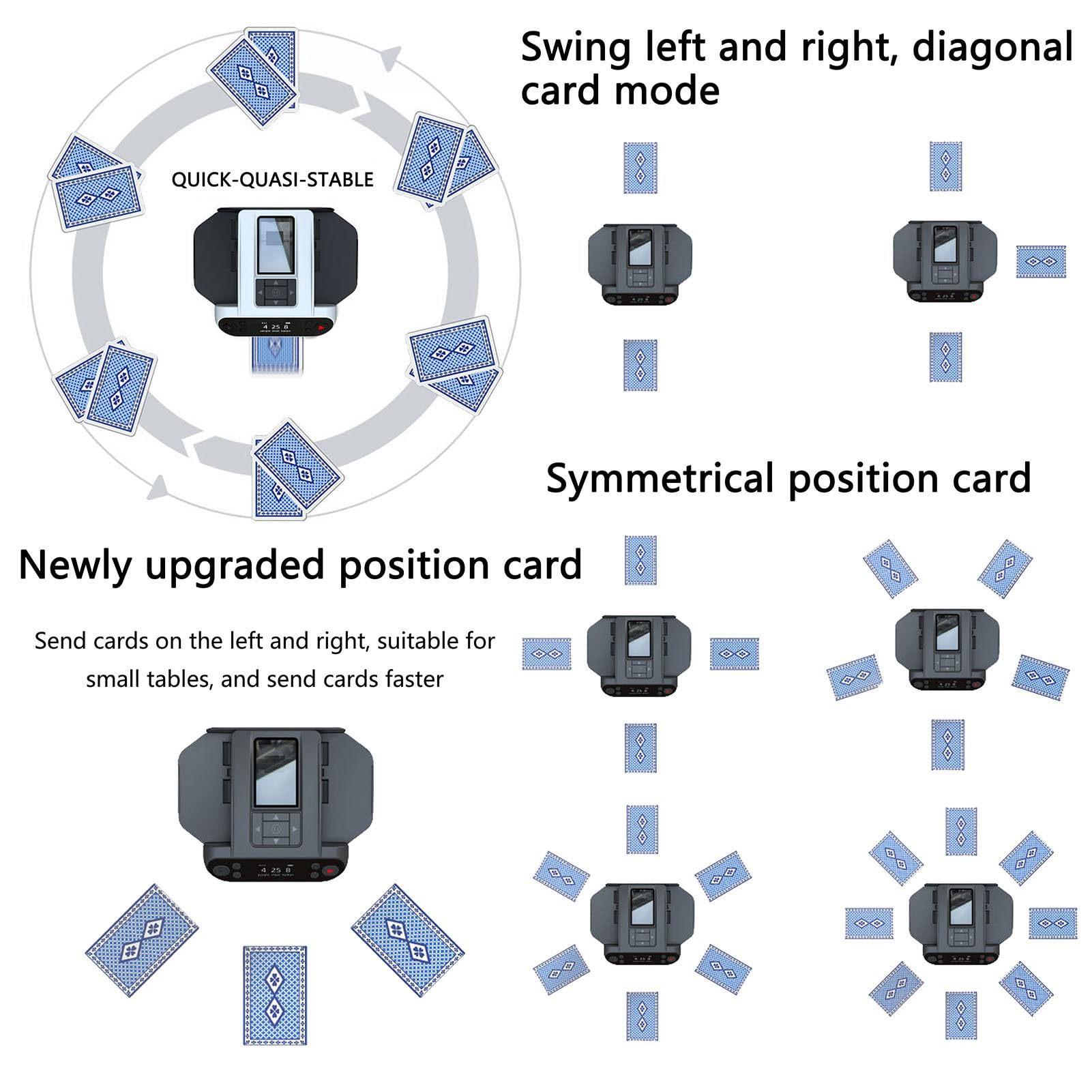 Shuffler automatico di carte e dealer - 2 in 1 con design rotante a 360°, ricaricabile con pulsanti wireless per poker e blackjack