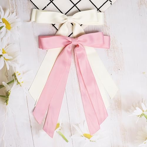 Miniatura 5 de Paquete de 4 lazos de satén para el cabello, pinzas para el cabello para mujeres, pinzas para el cabello, lazos grandes para mujeres y niñas (4