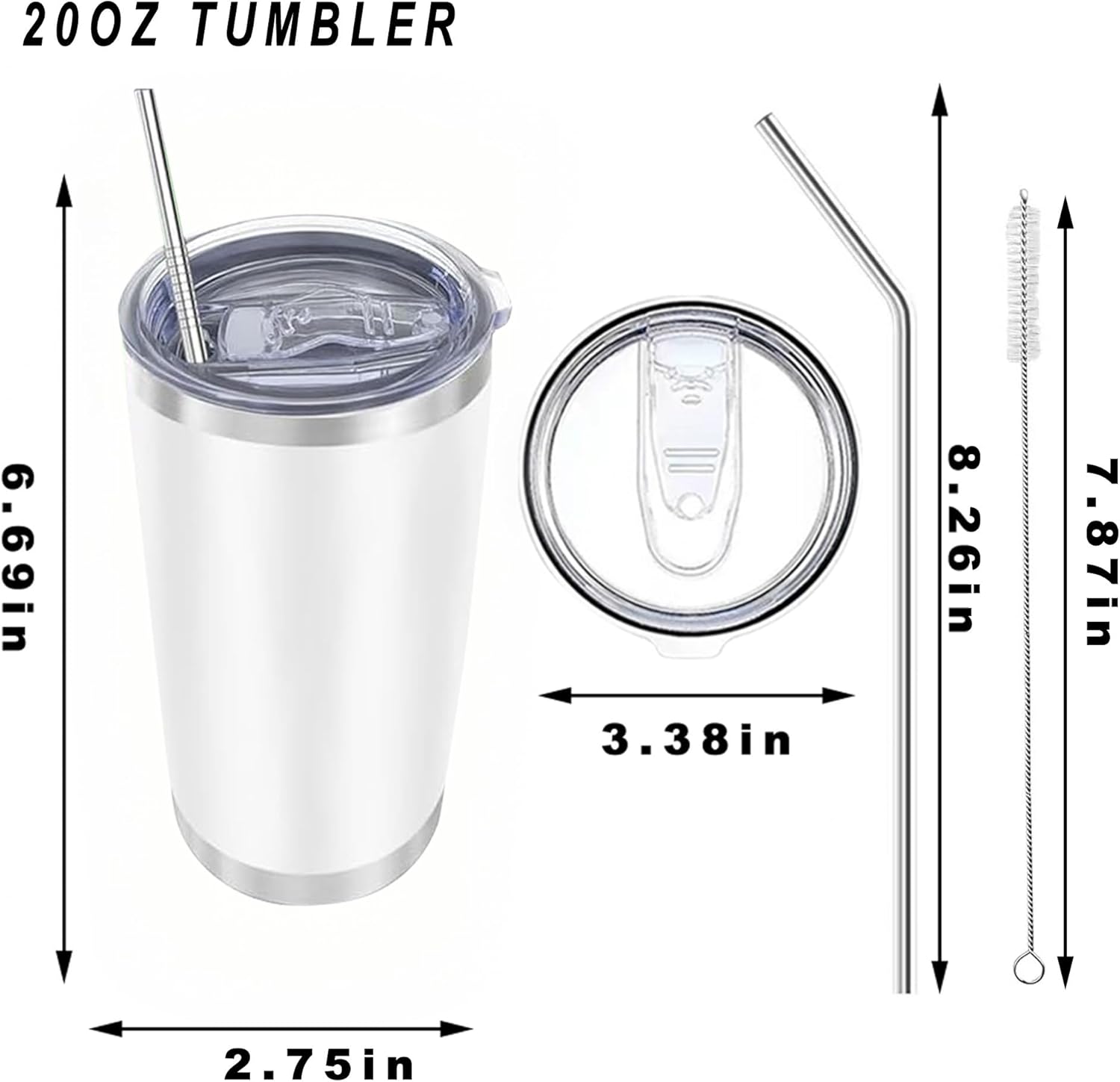 20oz insulted tumblers stainless steel cup Tumbler Bulk with push Lid, and metal straw powder coated coffee cup for cold and hot drinking (12, Assorted color) - Image 2
