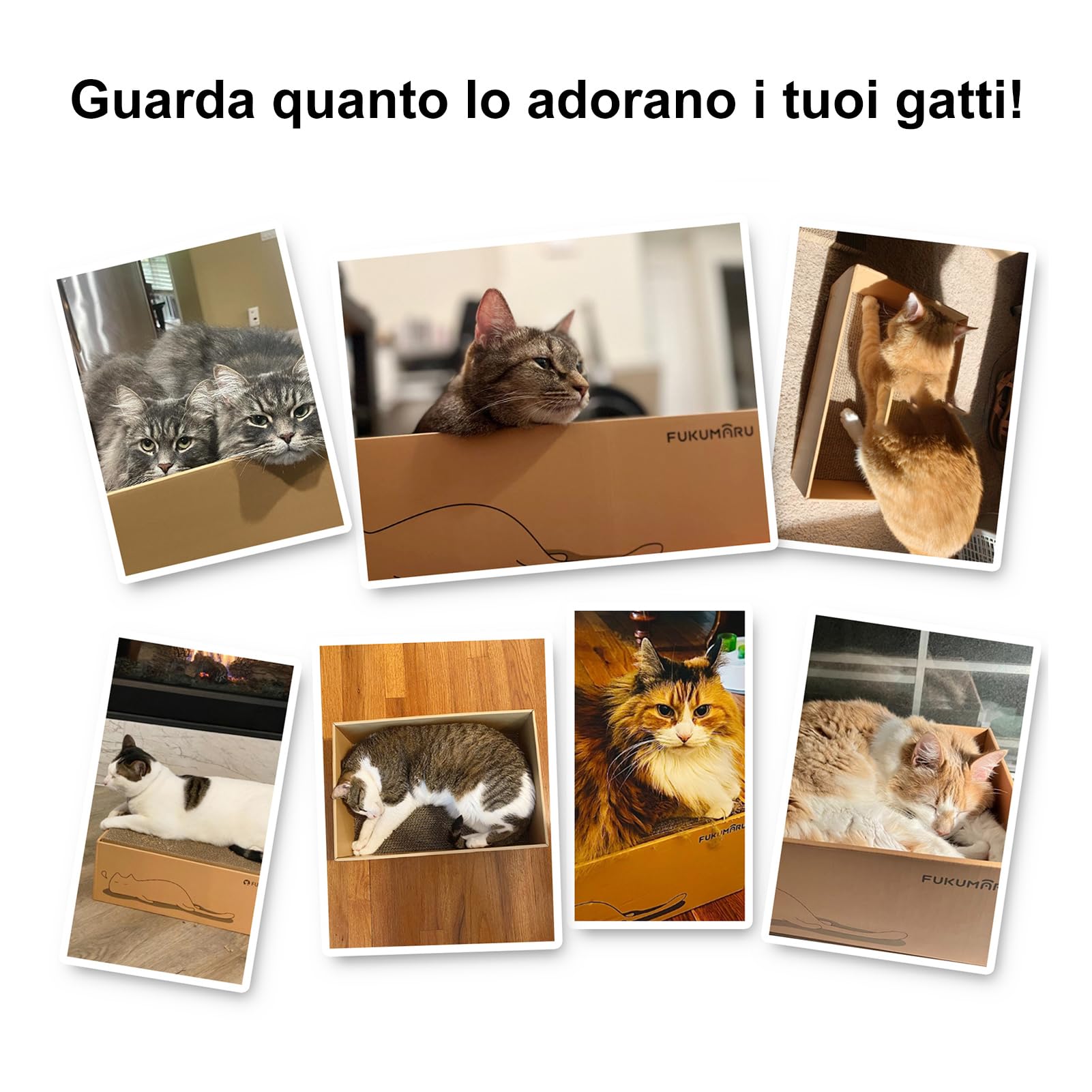 FUKUMARU Tiragraffi per Gatti in Cartone Ondulato, 5 Pezzi, Tiragraffi 2 Strati Bifacciale,Tappetini Tiragraffi Antigraffio per Gatti con Scatola, 43.5 x 29 x 14 cm Grande.