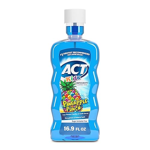 ACT Kids- Enjuague bucal anticaries con flúor para niñossabor piña Pineapple Punch 169 fl oz