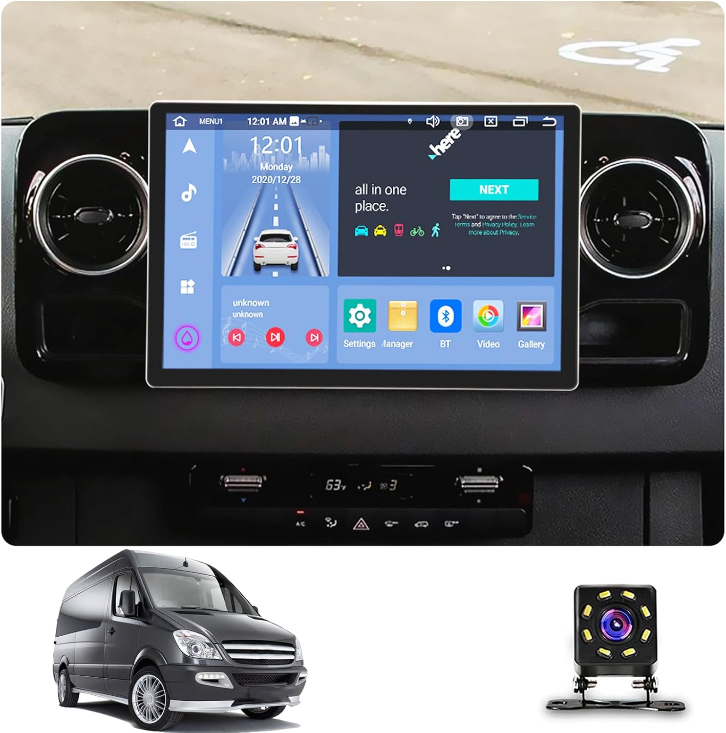 NEW 13.3 inch Multifunctional Car Screen for Mercedes-Benz Sprinter (2018-2022),Android Car Radio Stereo,Touch Screen Auto Navigation System with Carplay GPS WiFi Bluetooth FM Mirror(Size:4+64)