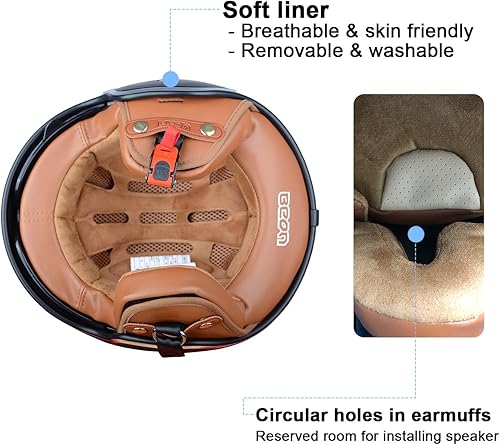 Miniatura 10 de BEON Casco de motocicleta de cara abierta para adultos, aprobado por DOT, casco retro Vespa 34, doble visera, casco de motocicleta para hombre y