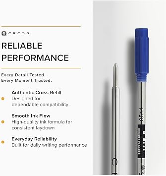 Cross Ballpoint Pen Refill, Black, Broad Point, 1-Pack Refill Set | Refill for Consistent Ink Flow, Quick-Drying, Writes 1.2 Miles or 6,500 Ft, Smudge-Free and Smear-Resistant