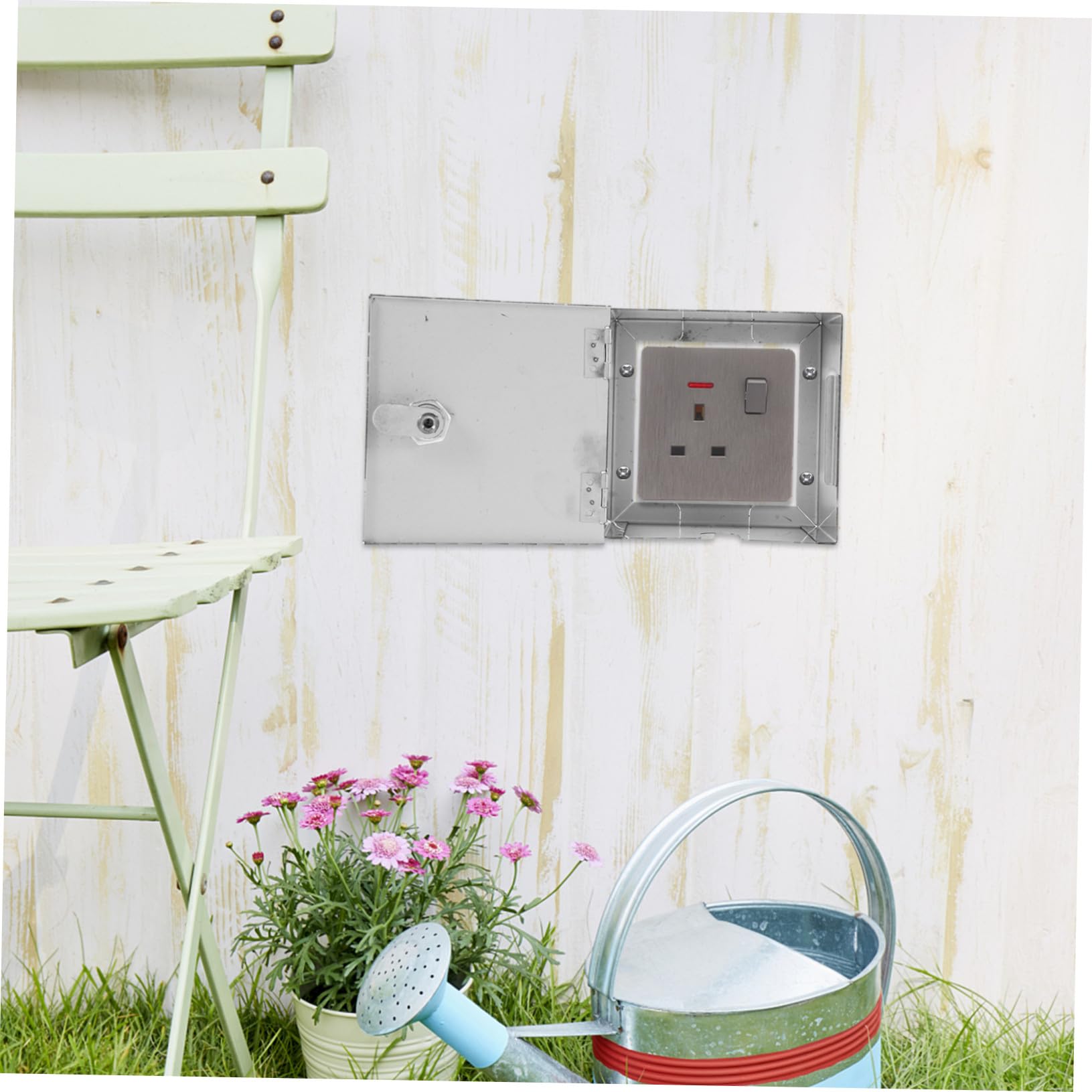 Caja Protectora Para Enchufes De Exterior De Acero Inoxidable Resistente La Intemperie Con Cerradura Antirrobo Cubierta Para Caja Eléctrica Seguridad Infantil y Uso Versátil Interi