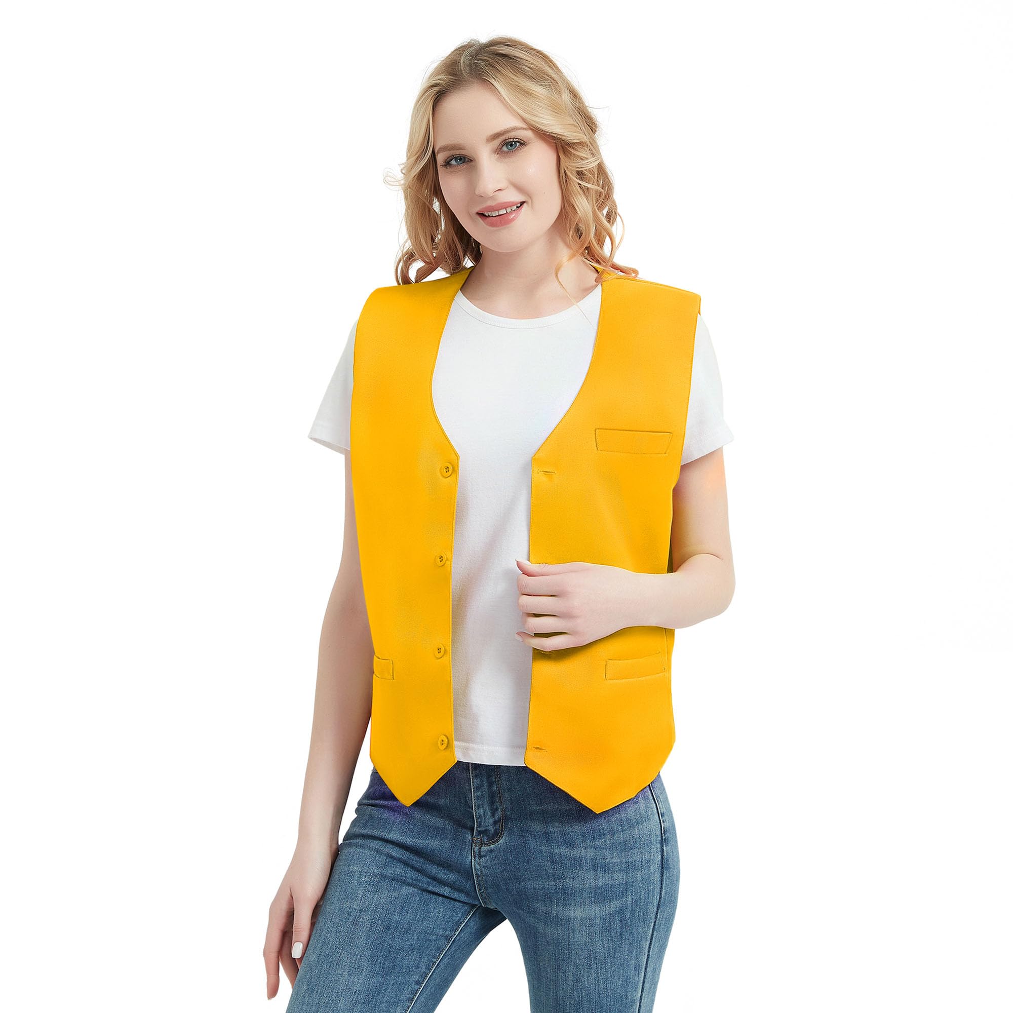 TOPTIE Gilets sans manche Homme Gilet de Costume avec Boutons unisexe pour commis de supermarché et bénévole