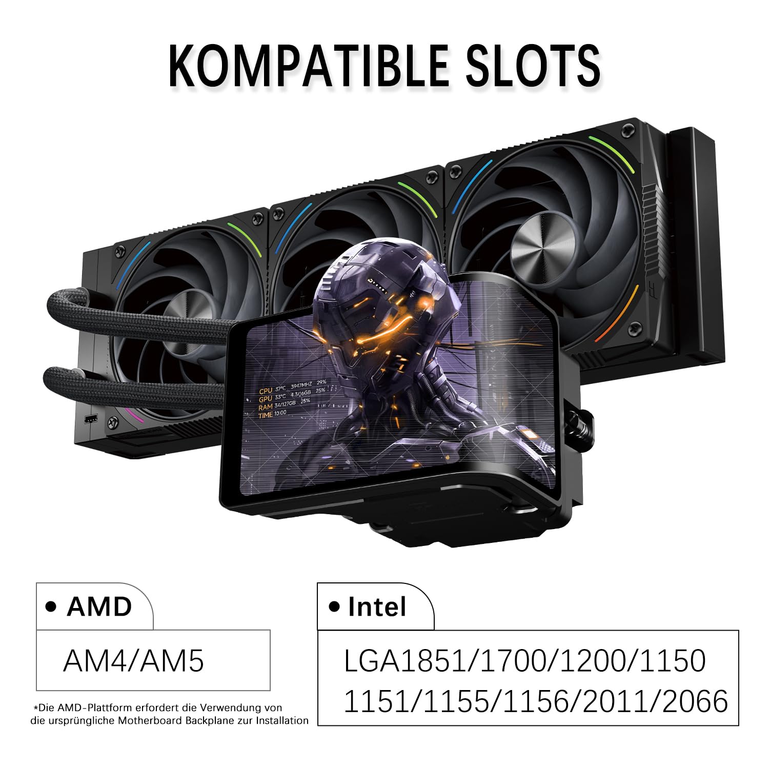 TR-Thermalright Wonder Vision 360 Turbo ARGB Nero Liquid CPU Kühler, Schermo Curvo 3D da 6,67'' con Risoluzione 2400x1080 - Magnetico, 360mm Aio Nero, per AM5, LGA1851/1700