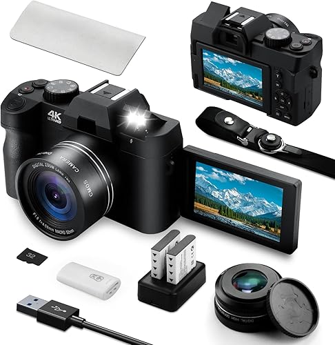 Cámara digital 4K para fotografía y video enfoque automático de 48 MP con WiFi Cámara de vlogging de enfoque automático para YouTube con pantalla