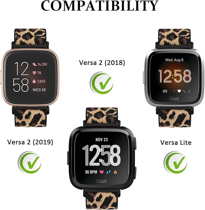 Correa Elástica AK Compatible con Fitbit Versa 2 y Versa miniatura 2