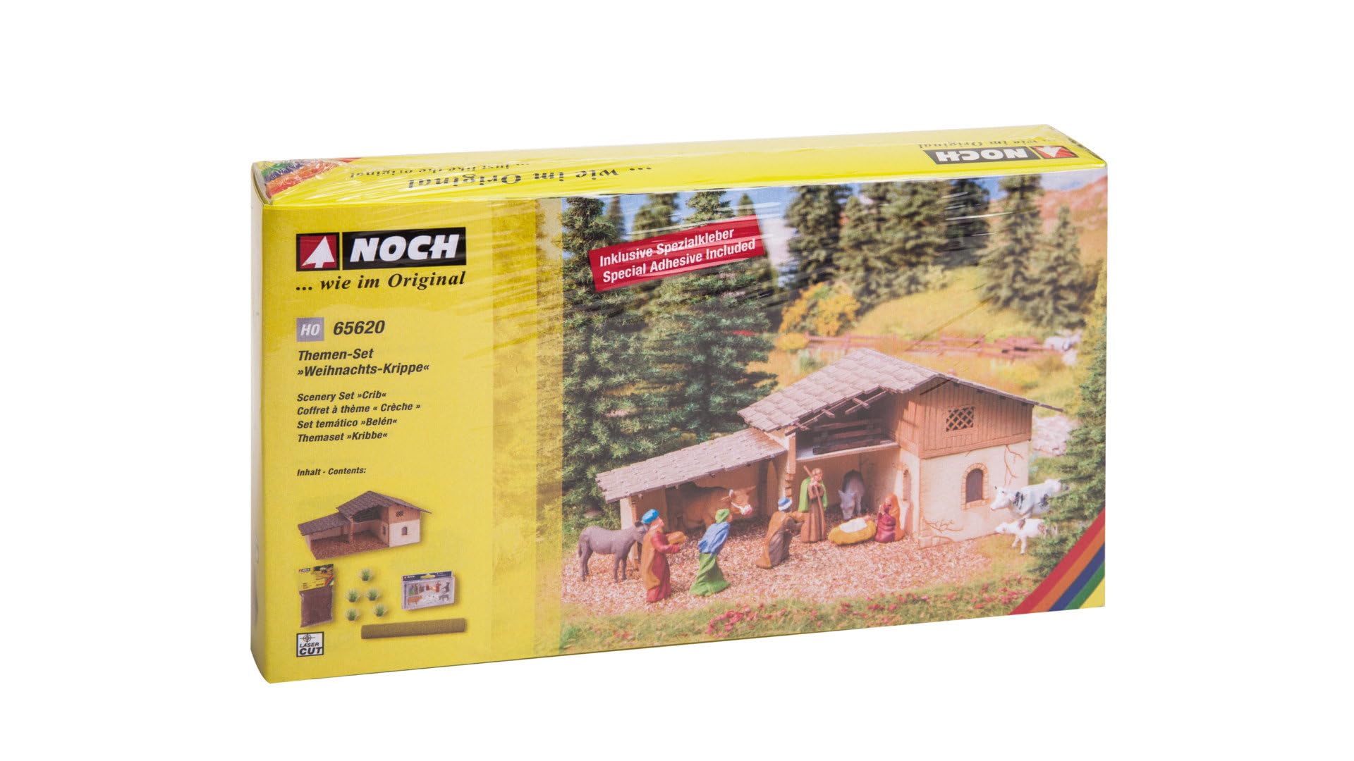 NOCH Themen-Set „Weihnachtskrippe“, Modellbau Krippe, inkl. Figuren und Zubehör für die Spurweite H0, ideal zum Basteln und Dekorieren