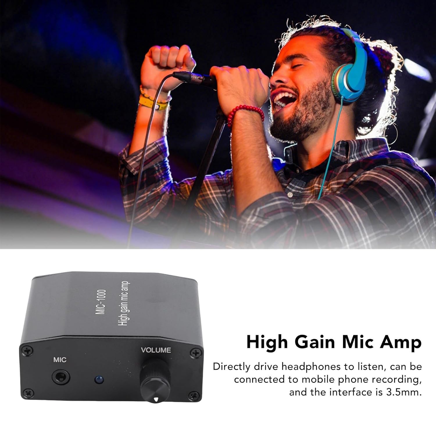Microphone Preamplifier Power Amplifier Mic Preamp for Home Studio Recording Karaoke Podcast Voice Over Audio System Amplification Kit