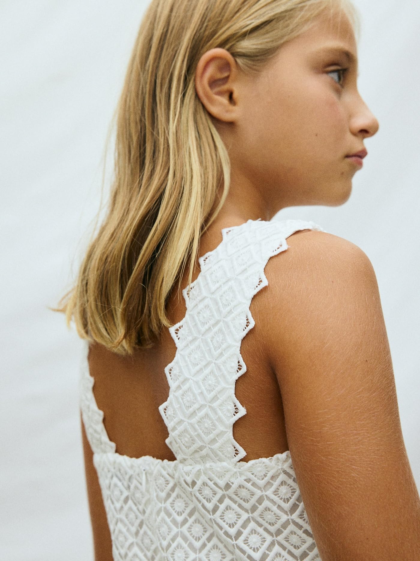 Mayoral Vestido Combinado guipur para niña Nata