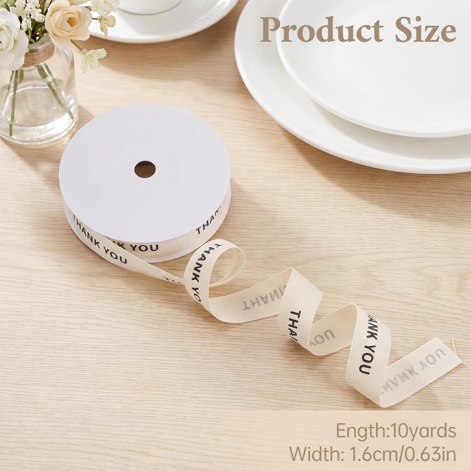 Thank You Ribbon Thank You Cotton Ribbon Natural Beige Teacher Ribbons image 2