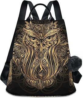 ALAZA Hand Drawn Boho Totemic Mascot Owl Backpack Purse for Women Anti Theft Fashion Back Pack Shoulder Bag