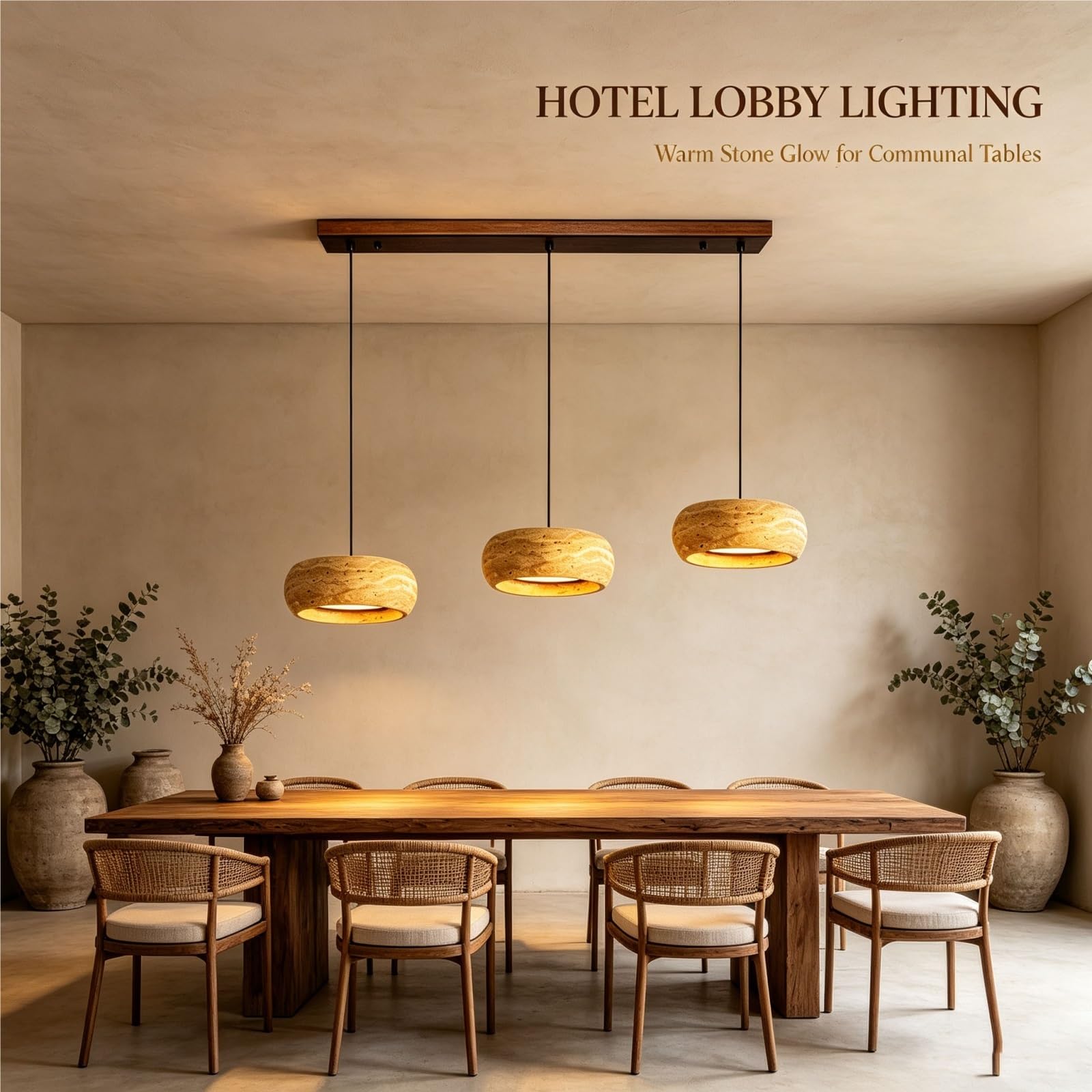 Lampada sospensione travertino 3 luci paralume pietra cavo regolabile | Lampada sospensione travertino 3 luci paralume pietra cavo regolabile design moderno minimale soffitto soggiorno camera