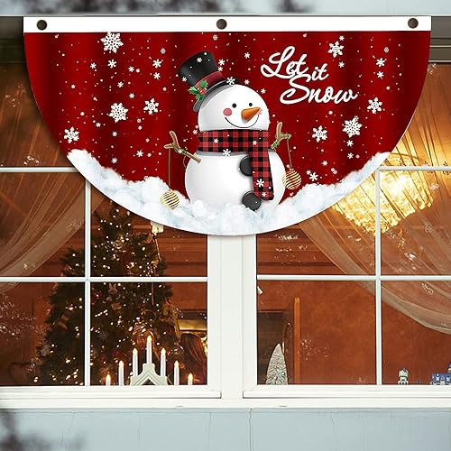 Miniatura 5 de Bandera de abanico de banderines  Paquete de 4 banderas de medio ventilador bandera de casa de invierno decoraciones de pancartas de vacaciones al