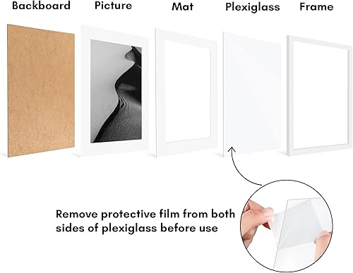 Vista 351 de Americanflat Portarretratos de 8 x 12 pulgadas con plexiglás pulido, juego de 2 portarretratos de 6 x 8 pulgadas con paspartú o para fotos de 8 x 12