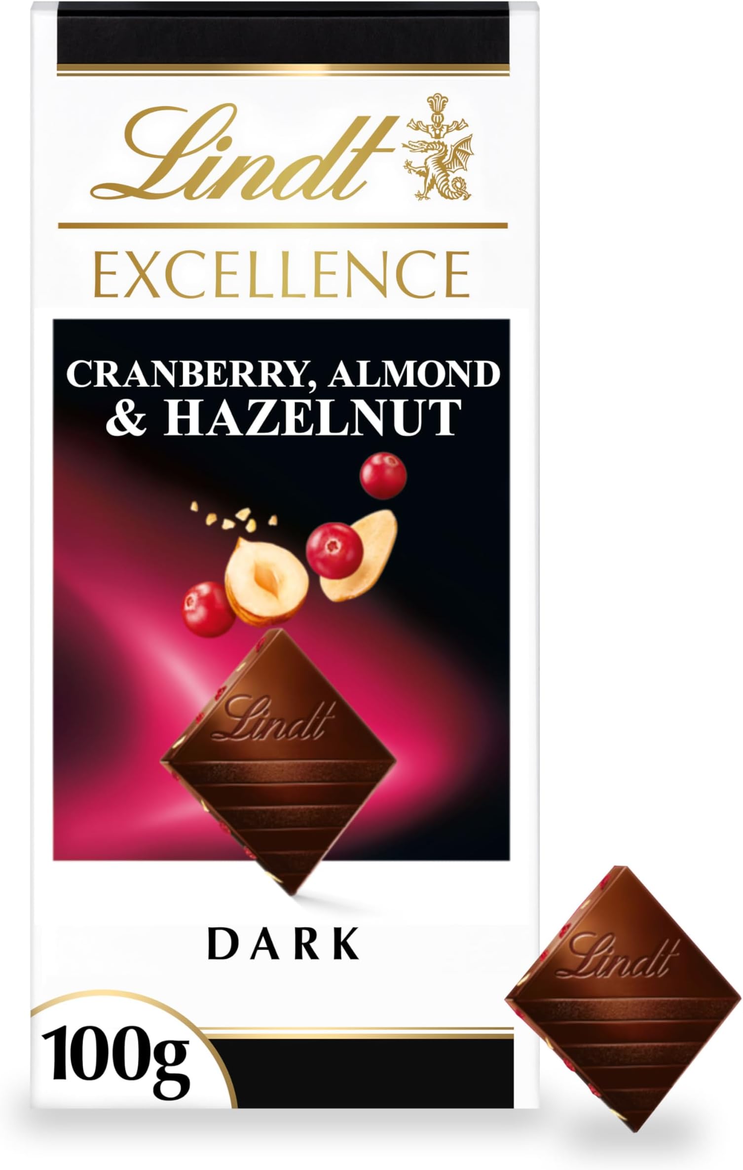 Lindt Excellence Dark Cranberry Almond & Hazelnut Bar, 100g