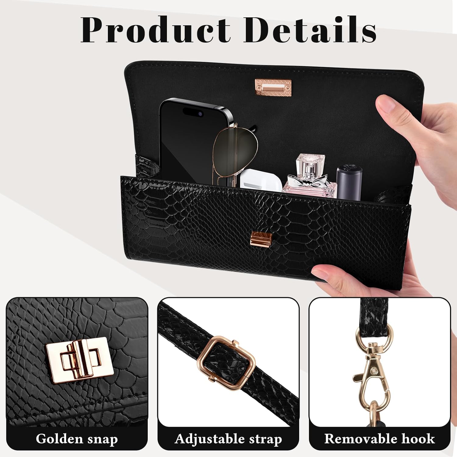 ERKOON Evening Bag Clutch Purses Women Handbag for Formal Wedding Party Cocktail Prom Crossbody Envelope Bag - Image 5