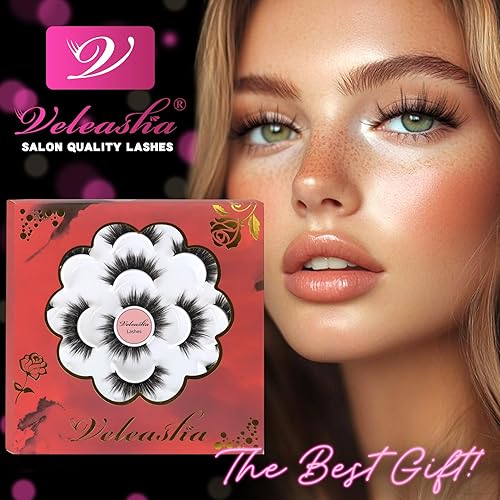 Miniatura 7 de Pestañas postizas hechas a mano de Veleasha 5D de imitación de visón, 7 pares