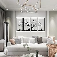 Vista 7 de Metal Wall Art Sculpture Decorative Metal Tree of Life Wall Decoration, Metal Tree Wall Art, 4 Panels Tree of Life Decor, Metal Wall Hangings, Tree