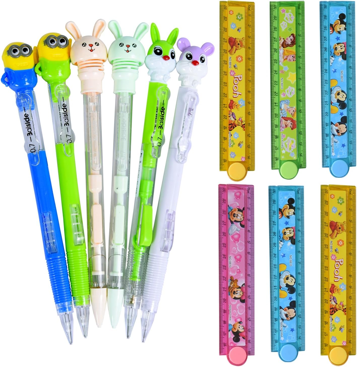 Side Click Pencil and Foldable Scale | Birthday Party Return Gift | Combo of Mechanical Pencil and Folding Scale (pack of 6)