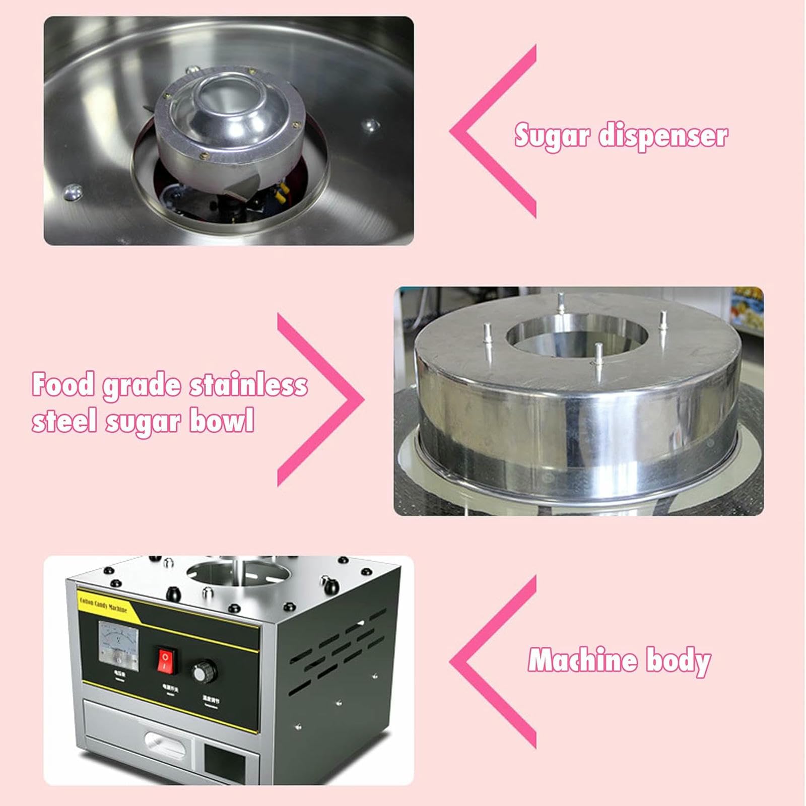 Mini máquina de algodón de azúcar, máquina automática para Hacer algodón de azúcar, máquina eléctrica de algodón de azúcar, para Fiestas de cumpleaños.