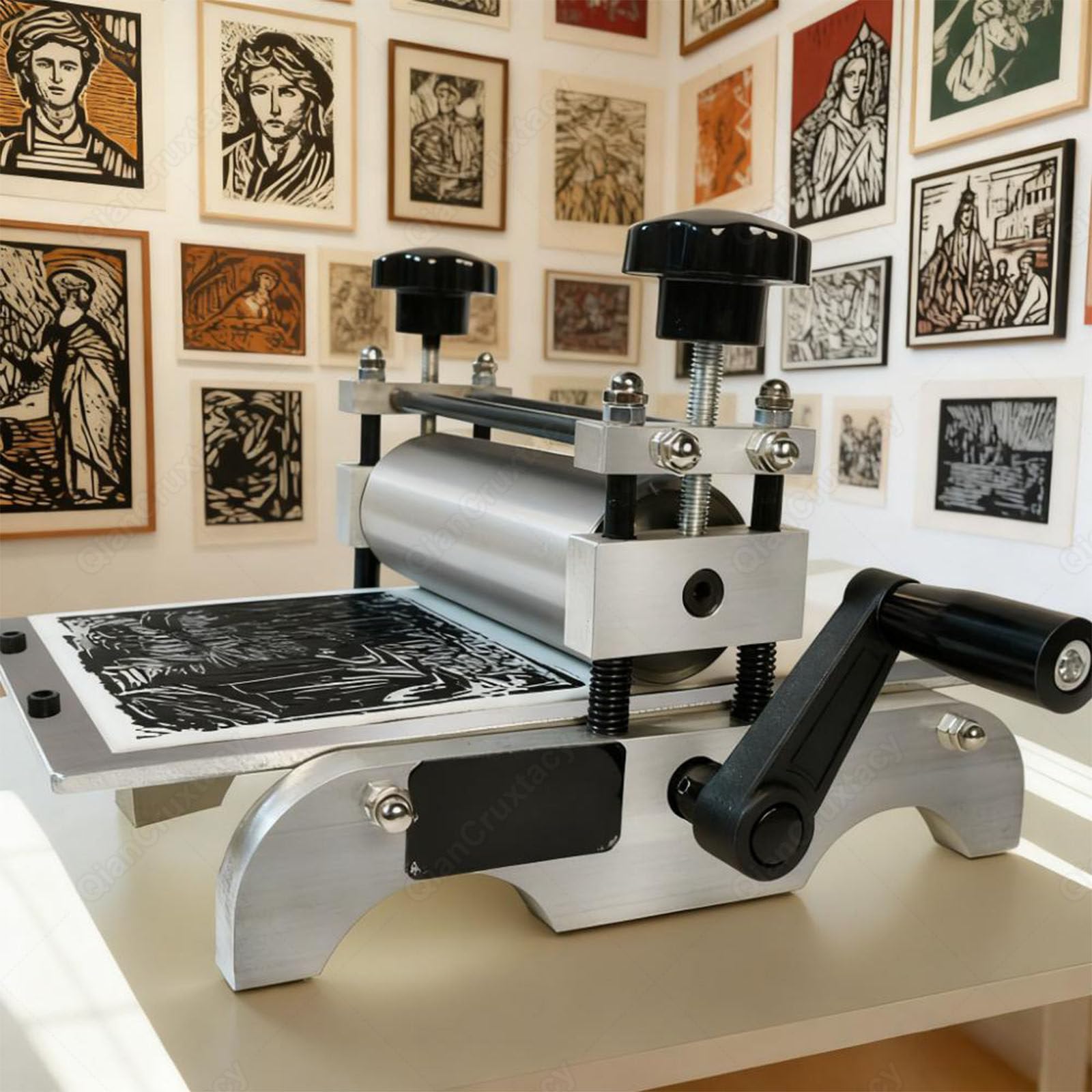 Profesjonalna Stołowa Prasa Do Trawienia Dla Artystów I Pracowni Graficznych, Ręczna Maszyna Drukarska O Powierzchni Roboczej 31 X 17 Cm, Do Szczegółowych Projektów Wypukłych I Wklęsłych