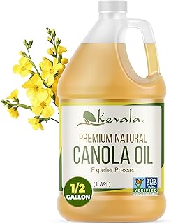 kevala Canola Oil - Premium Natural Cooking and Baking Oil with Smooth Texture and Light Flavor, Delicate Base for Salad Dressing and Dips, No Pesticides or Preservatives Used, 64 fl oz, 1/2 gal
