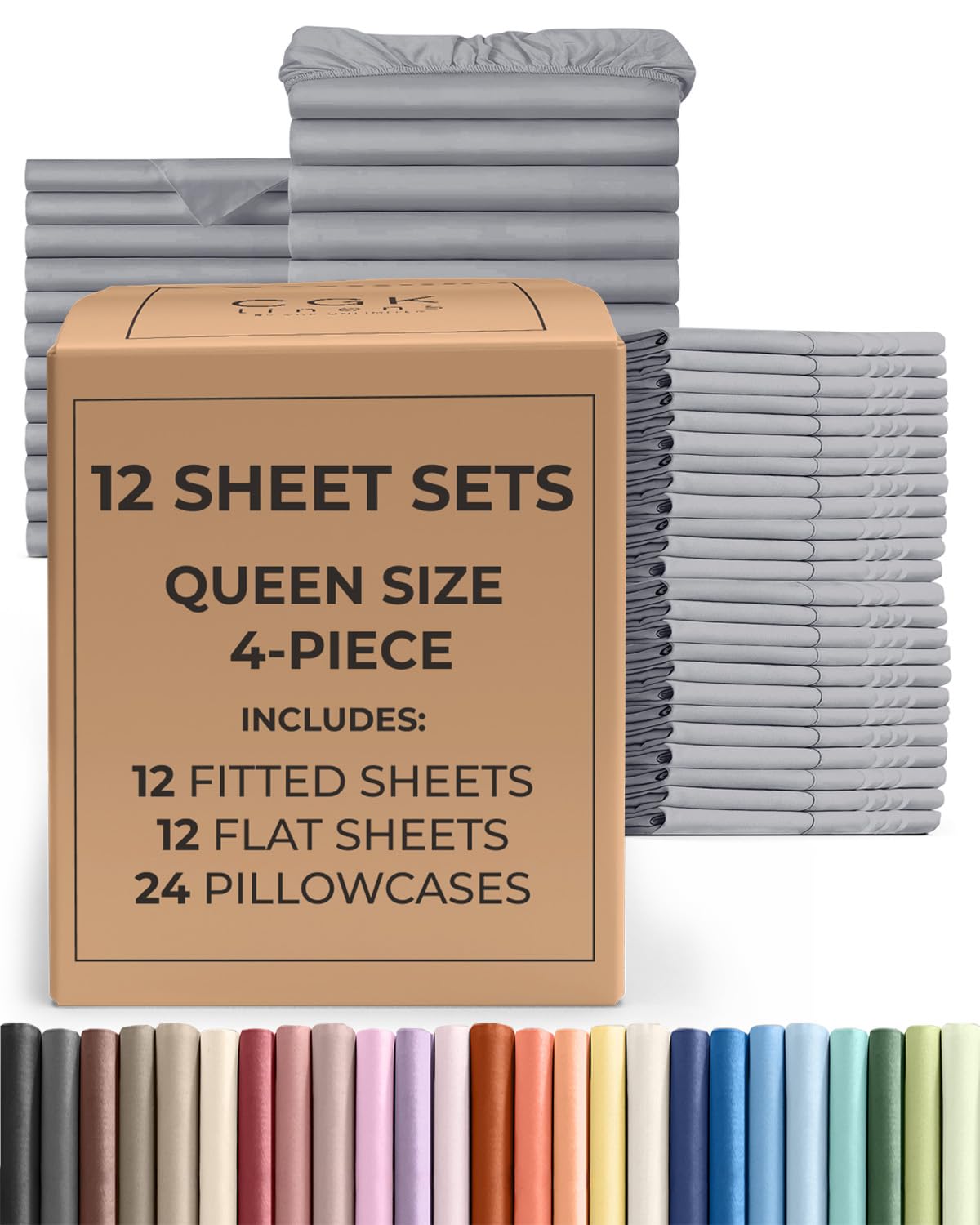 Photo 1 of CGK Unlimited Bulk Case Pack of 12 Queen Sheet Sets - Steel Blue
