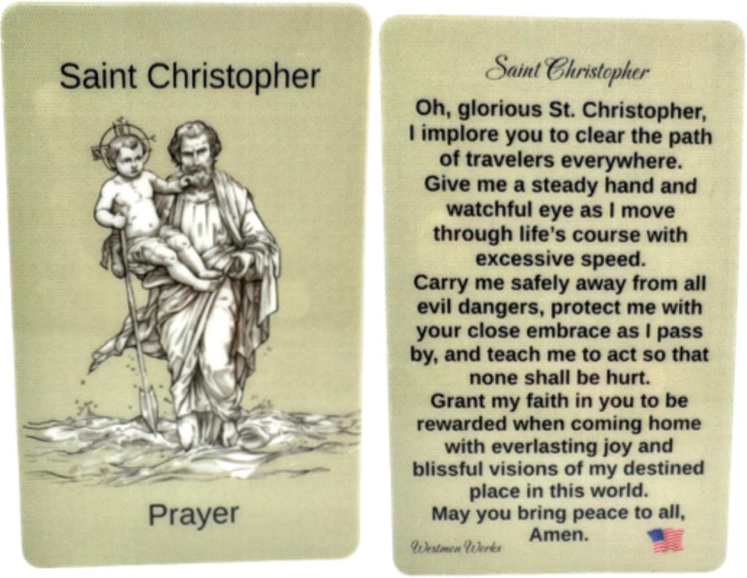 Westmon Works St Christopher Medal Set Italian Metal Medallions with USA Made Laminated Holy Card, Pack of 5
