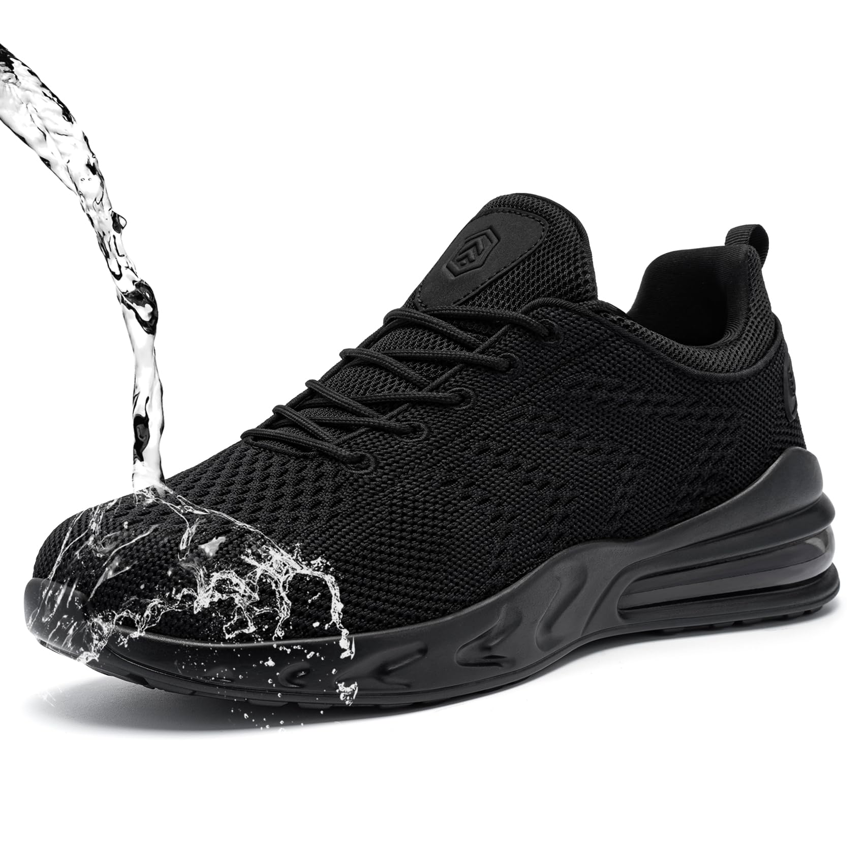LARNMERN Chaussure Homme Impermeabilisant Chaussures de Travail Cuisine Chef Running Sports Homme Confortable AntidéRapantes Maille Baskets (Neuf Noir,43)