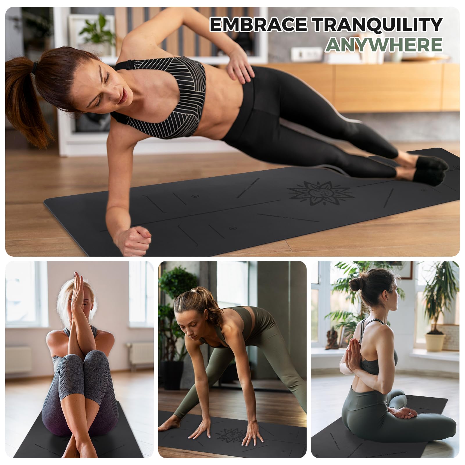 Non-Slip Yoga Mat,Yoga Mat with Alignment Marks,Tear-Resistant 1/6