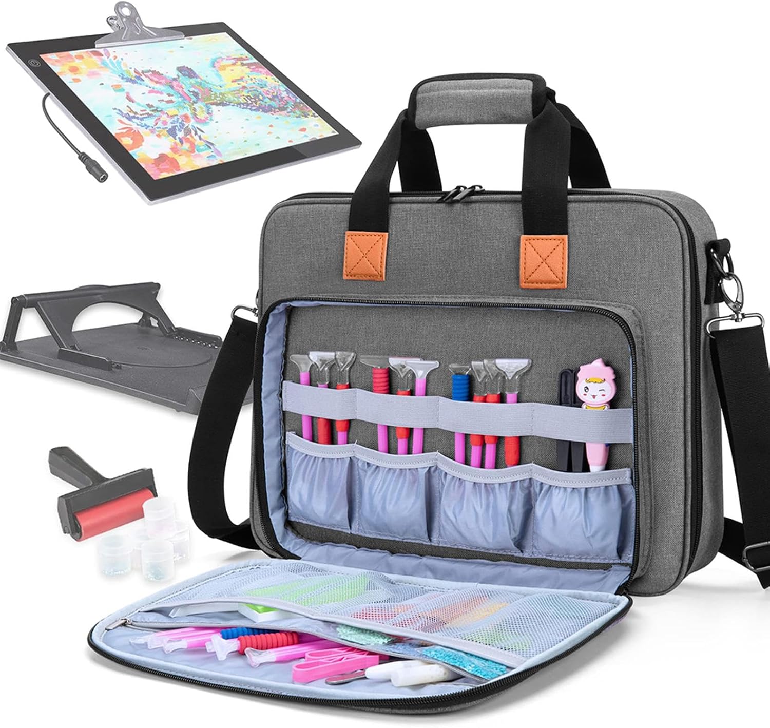 Diamond Painting, Cross-Stitch, Oil Painting Canvas and Tool Storage Bag,Diamond Art Accessory Organizer Accessories Storage Bag Embroidery Kits Storage Bag for Craft Supplies 40x31x6cm