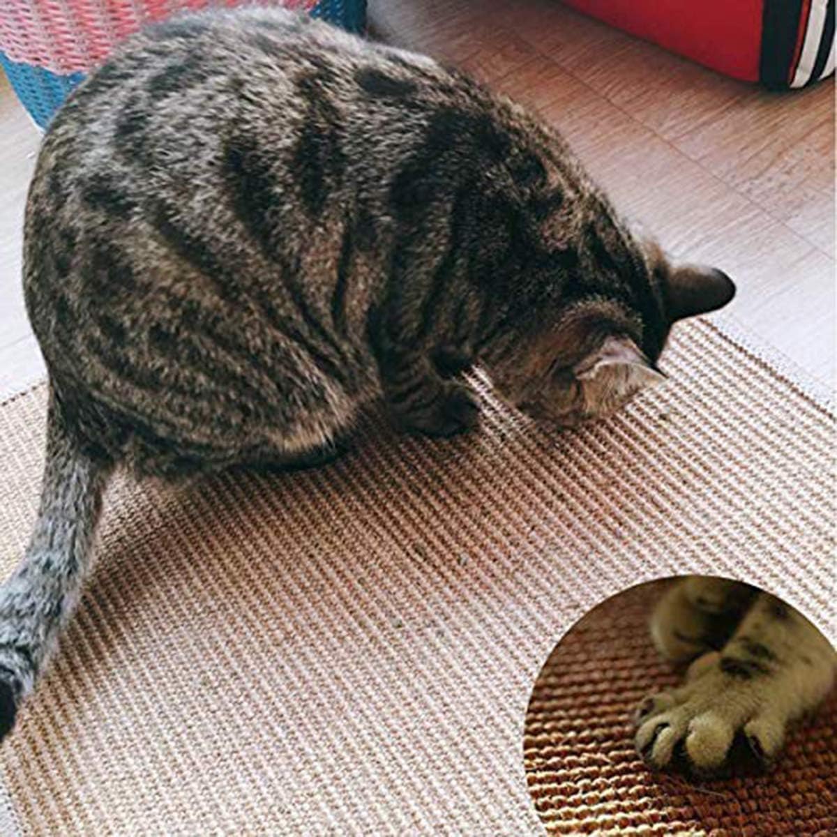 review Durable Cat Scratching Mat,Natural Sisal SCat Training Scratch Play Pad/Anti-Slip Doormat No Mess Furniture Protecter Natural for Claws,11.8
