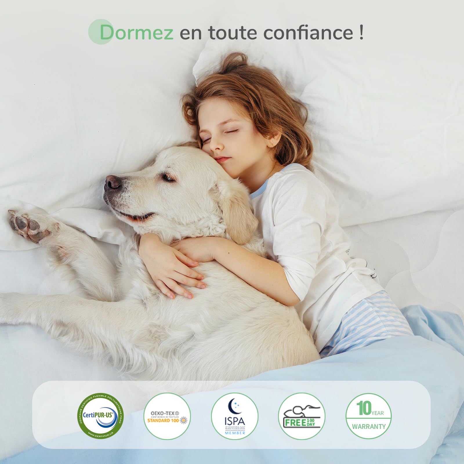 Novilla, Matelas 90x200 cm, Matelas hybride en Mouesse, Matelas à Ressort Ensaché, Épaisseur 18cm, Moyenne Ferme, Indépendance de Couchage