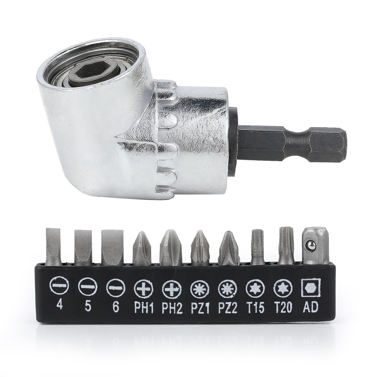 Adattatore per Trapano ad Angolo Retto 105° Avvitatore Angolare, Trapano Angolare 1/4" con Punta Magnetica perfetto per spazi ristretti e lavori di precisione design compatto per garage e officina