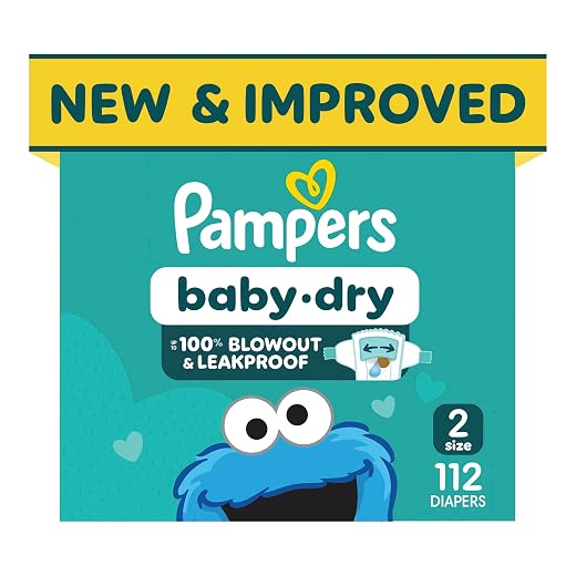Pampers Baby Dry Ultra Cushiony Diapers, Size 2 (10-22 lbs), 112 Count, Up to 100% Leakproof (Packaging May Vary)