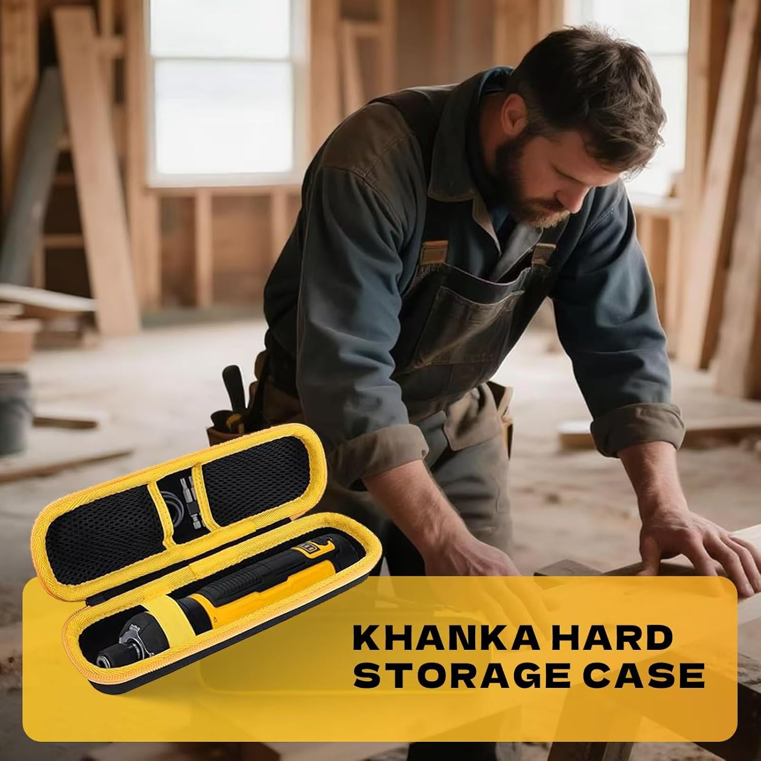 Case for DEWALT DWHT66719 4V Cordless Screwdriver, Hard EVA Protective Carrying Case with Elastic Strap & Mesh Pocket Organizer for Bits, USB Cable Storage (Black, Case Only) - Image 6