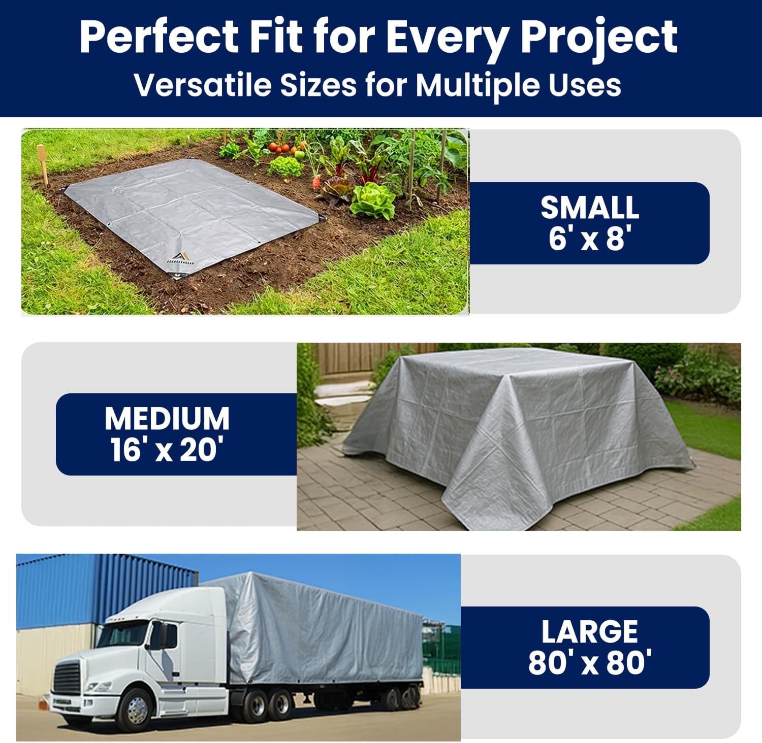 Tarps Now 10x10 ft Heavy Duty Waterproof Tarp | 12 Mil Silver Poly Tarpaulin with Aluminum Grommets | Large Outdoor Weatherproof Cover for Roof, Landscaping | UV Resistant Tarp with Reinforced Edges