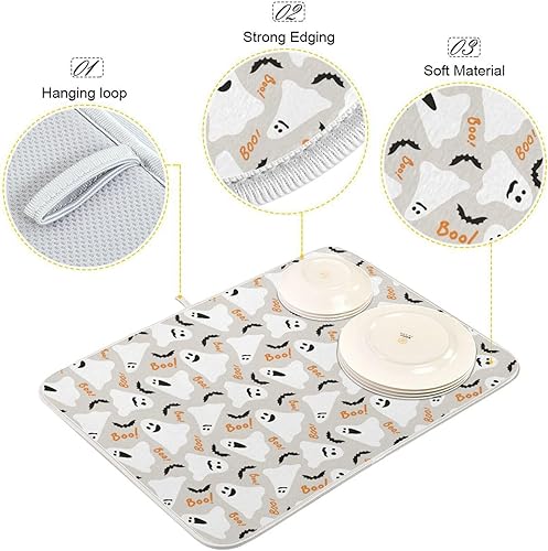 Miniatura 4 de Cute Bats Drying Dish Mat Washnable Absorbent Kitchen Countertop Decor Drying Mats For Countertop Tapete Para Cocina 16'' x 18''