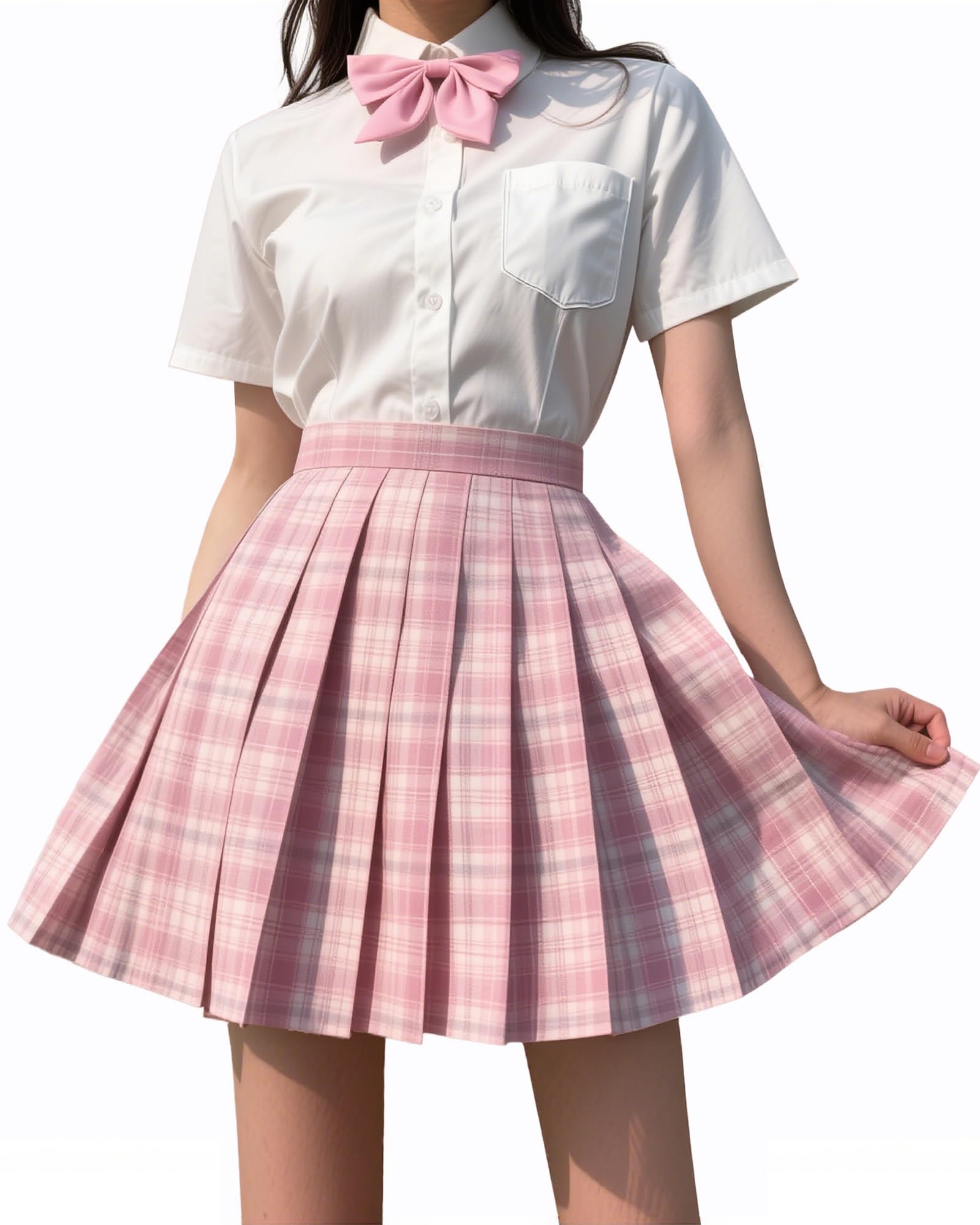 [HDONYUI] 制服スカート ミニ プリーツスカート チェック スクール 女子高生 学生 ハイウエスト Aライン アジャスター パーティ JK 制服 通学 入学式