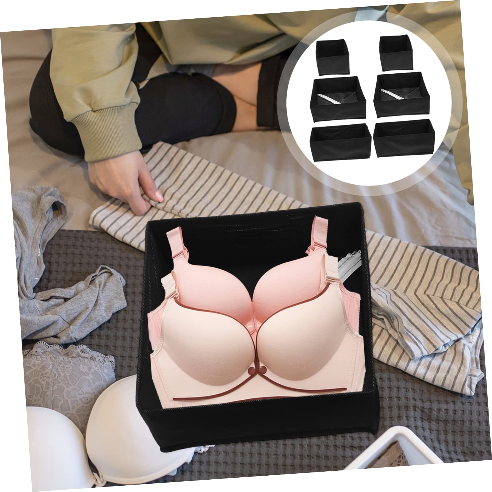 SOIMISS 6pezzi Contenitori Per Vestiti Pieghevoli Scatole Portaoggetti Scomparti Organizer Per Vestiti Per Ragazza Custodie -contenitori Scatole -reggiseni e Biancheria Intima