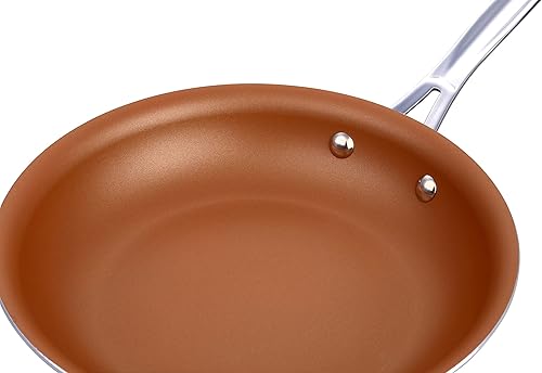 Miniatura 8 de Sartén todo en uno de cobre antiadherente de 10 pulgadas sartén de cobre compatible con inducción sartén para saltear apta para lavavajillas apto