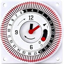 24 Hour Immersion Heater Timer Switch, Mechanical Timer Indoor Energy Saving 16 Amps, Programmable, 48 ON/OFF Segment Schedule, for Home Appliance, Water Pump, Heating, Cooling, Light, Security & More