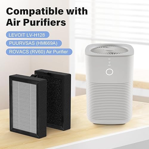 Miniatura 2 de LV-H128 Filtro HEPA de repuesto para LEVOIT LV-H128, PUURVSAS (HM669A), ROVACS (RV60) purificador de filtro de aire, LV-H128-RF, paquete de 4
