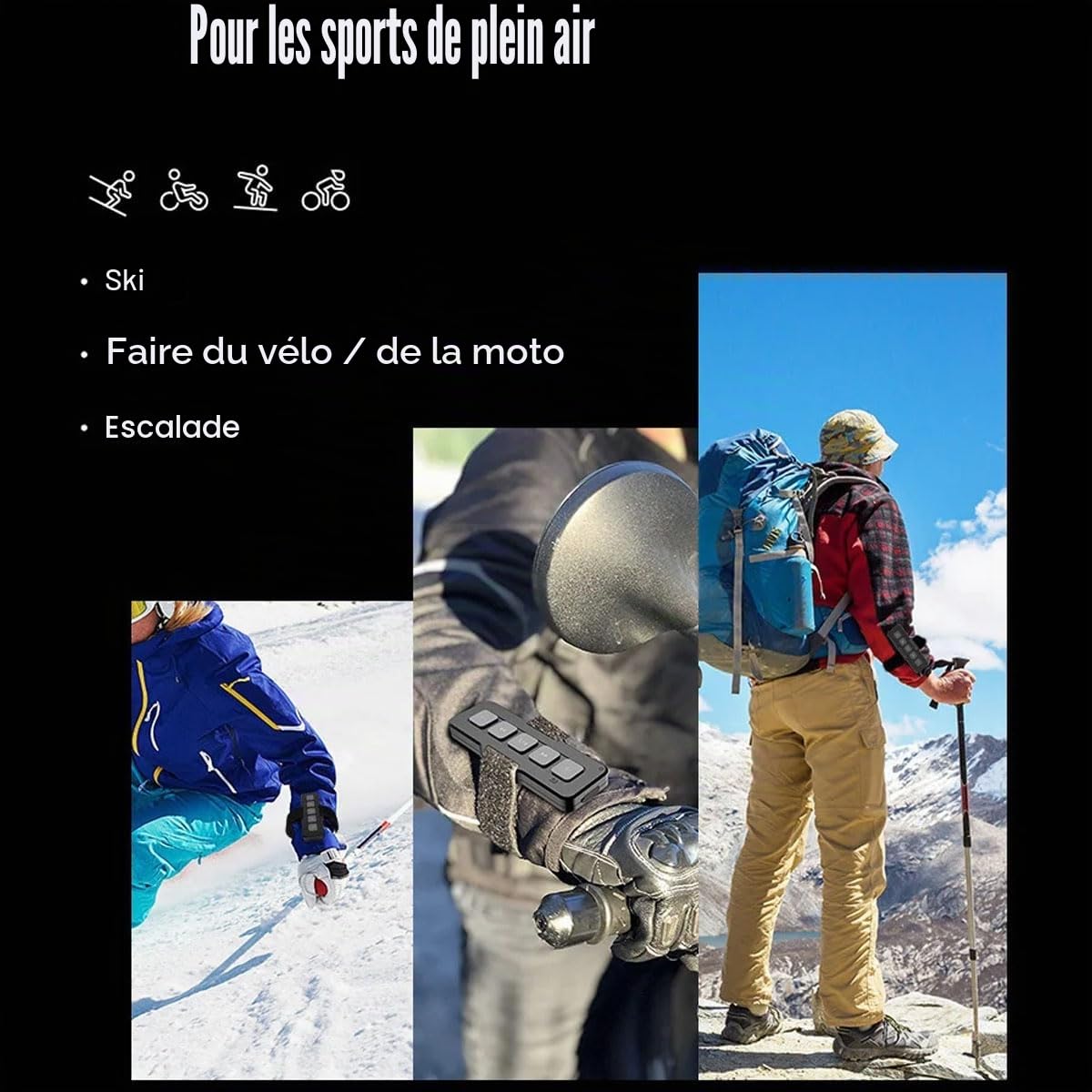 Bouton multimédia de télécommande Bluetooth 5.0 Portable et adhésif avec Bracelet, Contrôleur de téléphone Bluetooth IPX4 imperméable, Réponse aux appels, Musique de contrôle pour Voiture vélo Moto