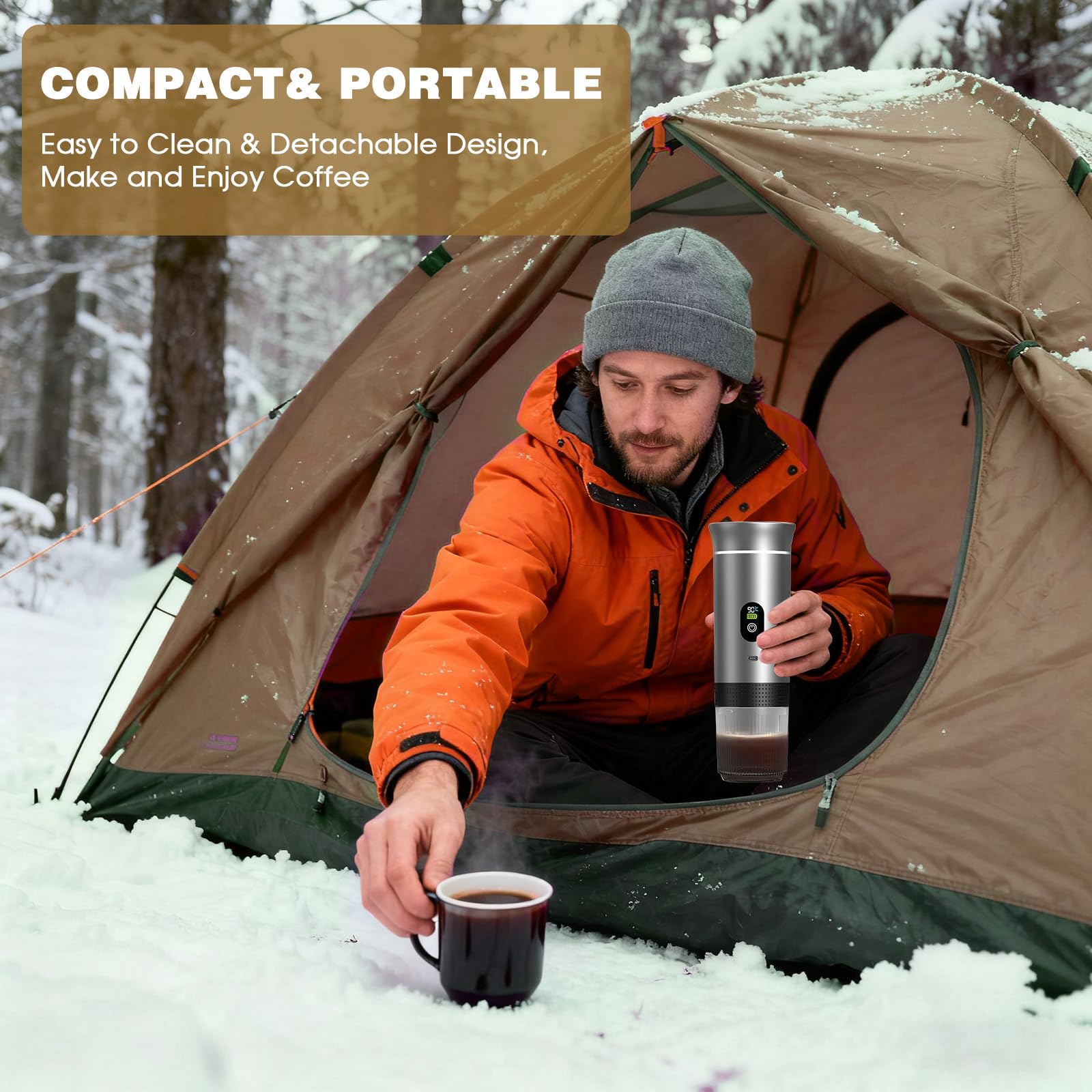Tragbare Kaffeemaschine mit Akku für Reise,Akku Kaffeemaschine,3 in 1 kaffeemaschine,kaffeemaschine Reise,Portable Coffee Maker,Portable Espresso Machine,Für Familien,Reisende