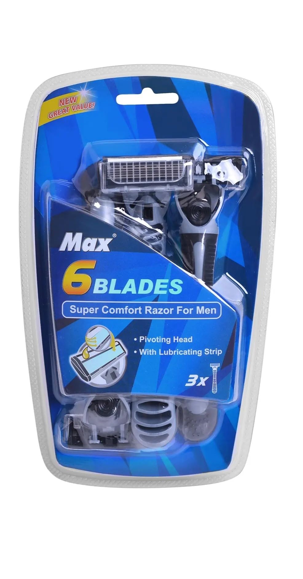 Max A Series 6 Stainless Steel Razor Blades With Pivoting Head Lubricating Strip Super Comfort Razor For Men