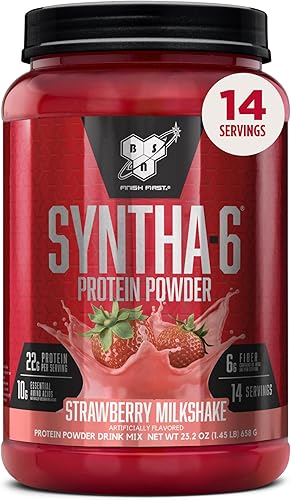 BSN SYNTHA-6 - Proteína en polvo prémium con 0.21 onzas de fibra, proteína de suero, caseína micelar, mezcla aislada de proteína de leche, 0.18 oz